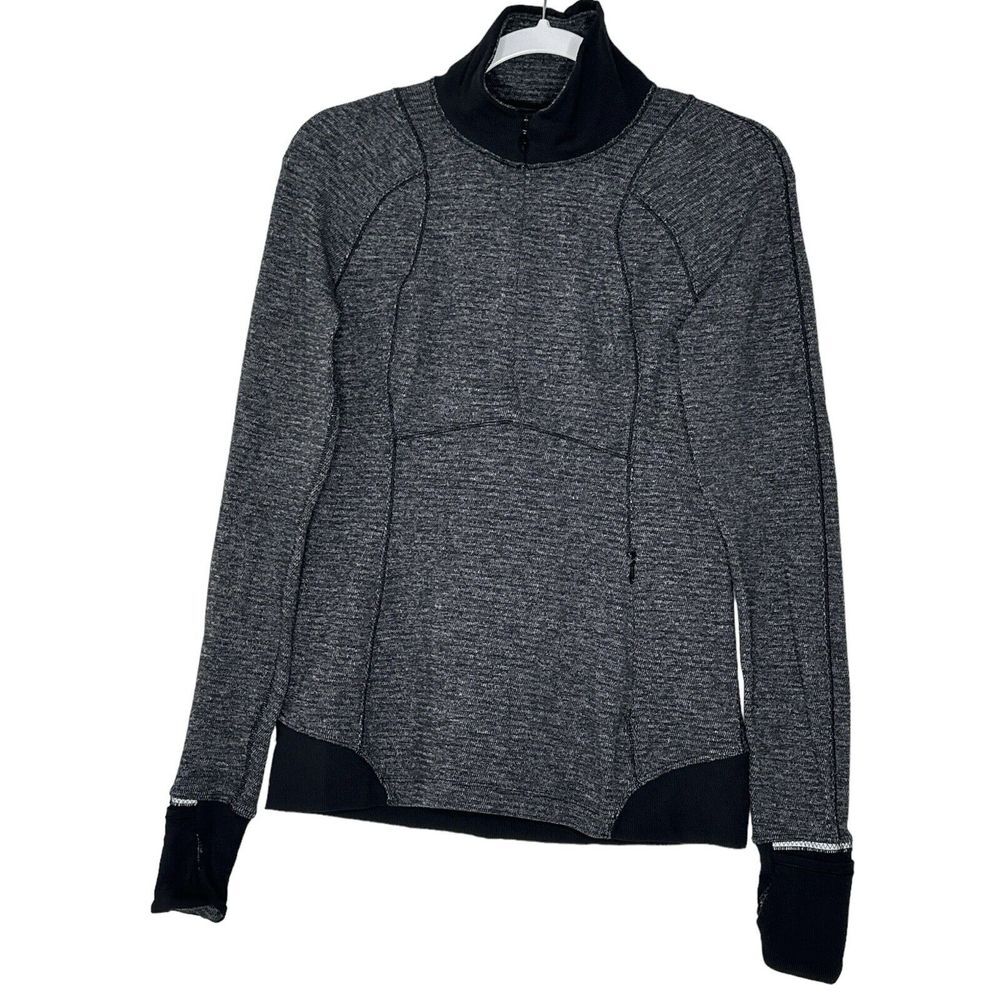 Lululemon Jacket Women's Runderful 1/2 Zip Rulu Size 8 Black Stretch Athletic